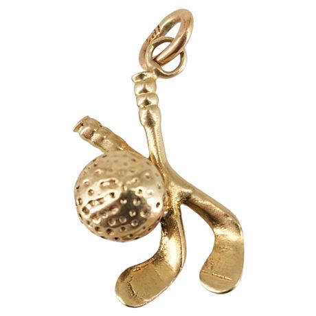 Vintage 14K Gold Golf Clubs & Ball Charm