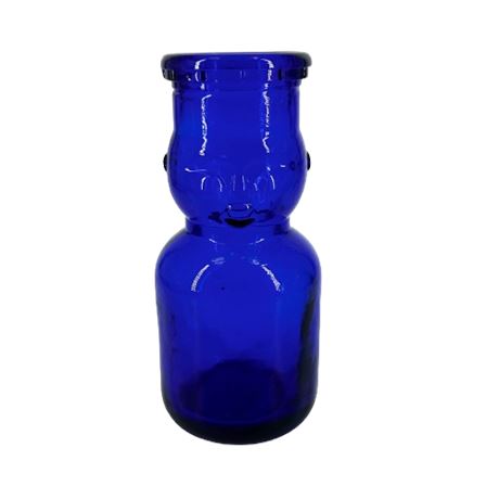 Cobalt Blue "Baby Face" Glass Milk Bottle