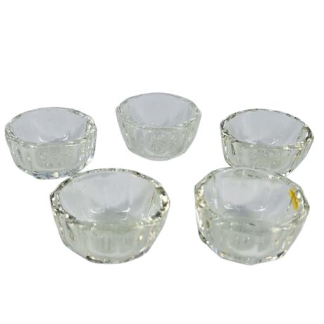 Vintage Set of 5 Clear Glass Salt Cellar Dip Bowls