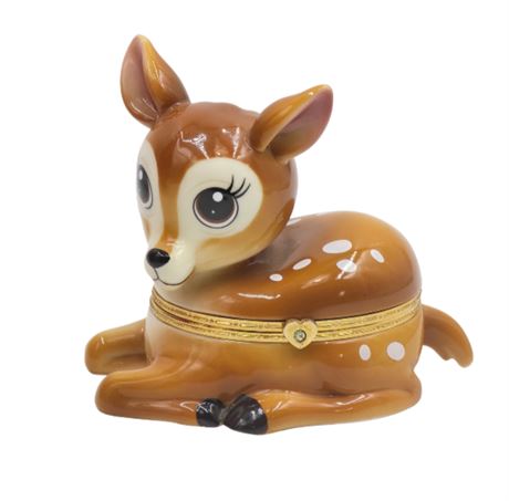 Limoges, Porcelain Deer, Music Box for Granddughter