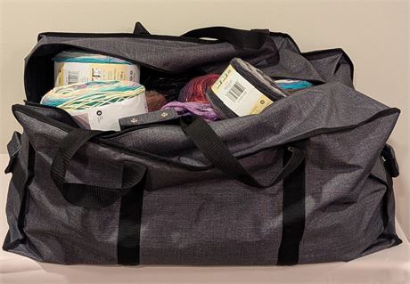 Large Lot Yarn in Gray Carrying/Duffle Bag