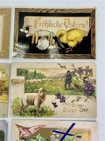 8 pc 1909-1914 Antique Easter Postcard Ephemera Correspondence Lot