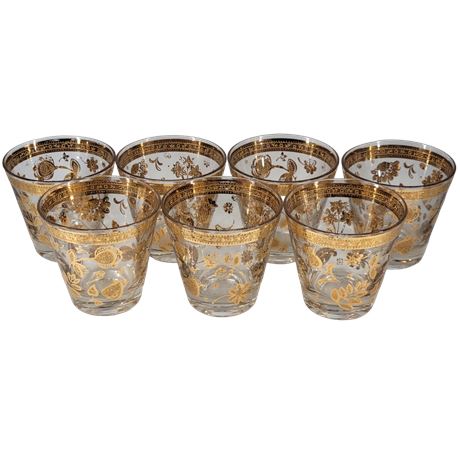Culver Gold Chantilly Cocktail Glasses - Set of 7