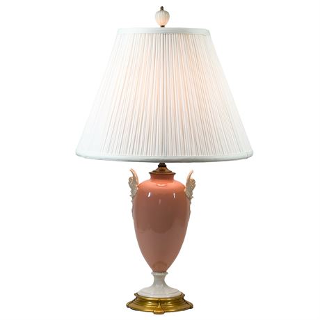 Vintage Lenox Empire-Style Porcelain & Brass Griffen Lamp