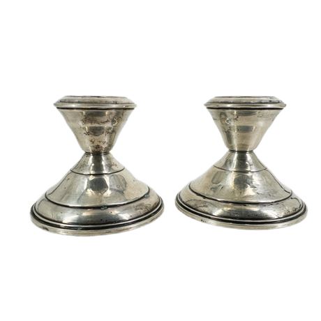 Vintage Pair Small Sheffield Sterling Weighted Candlesticks