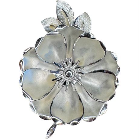 Vintage Coro Silver-Tone Flower Brooch