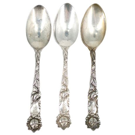 Silver Spoons, Cabbage Pattern, Lot of 3, 75g