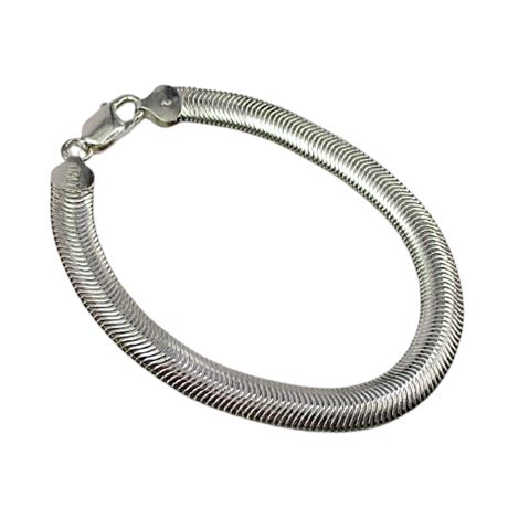 925 Sterling Silver Flat Snake Chain Bracelet 7 & 3/4" ITALY 19 grams