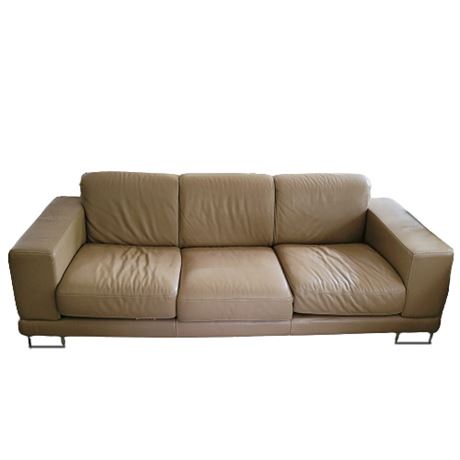 Poltroarredo Tradizione Design Tan Leather Couch