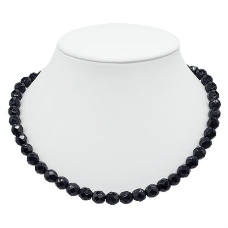Vintage Faceted Black Glass Beaded Necklace