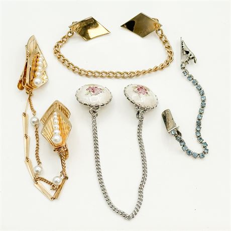 Lot of Vintage Chained Cardigan Clips