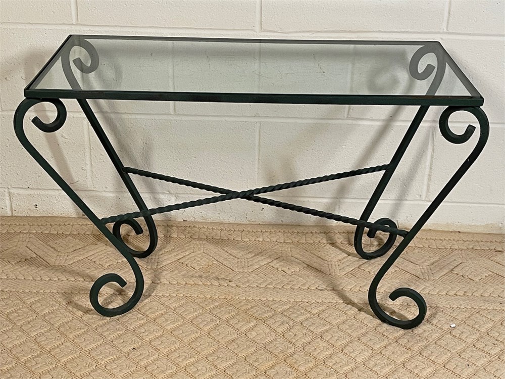 Great Lakes VNTG - Vintage Wrought Iron Glass Top Plant Table