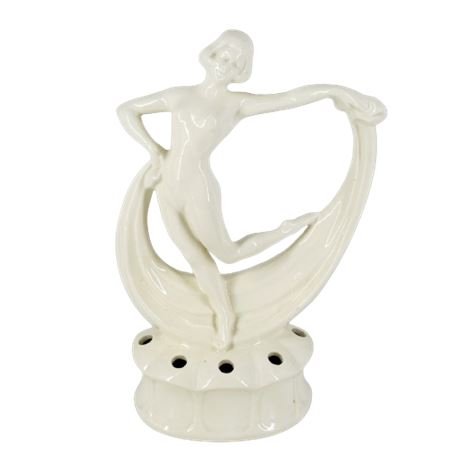 German Porcelain Coronet Flower Frog Art Deco Nude Figurine