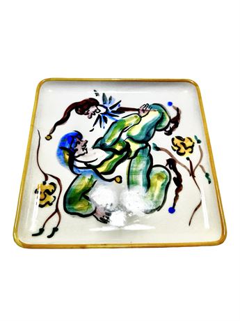 Vtg Handpainted Ceramic Plate "The Jester" signed Fe