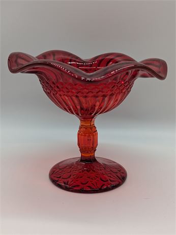 Vintage Red Ruby Glass Swirl Compte/Candy Dish