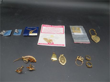 2 WELLS STERLING CHARMS, ZODIAC PIN - PRIZE WINING PUBLISHER CLEARING HOUSE