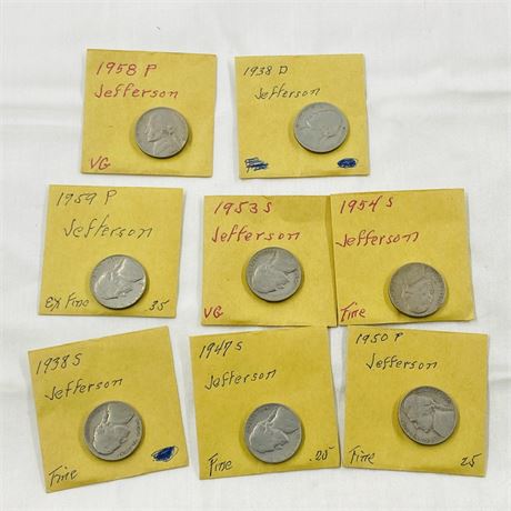 8 Jefferson Nickels