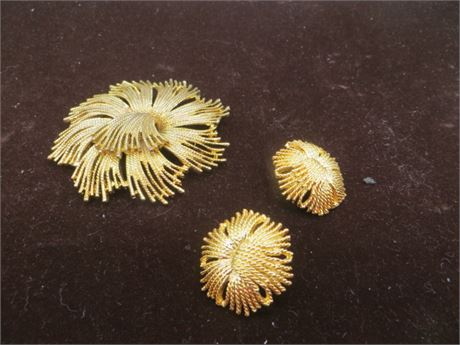 CELEBRITY NY GOLD TONE PIN & EARRINGS