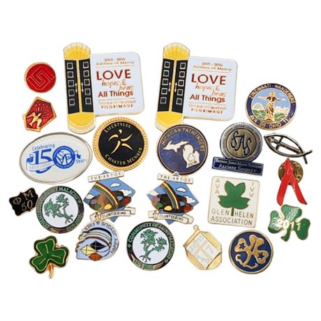 22 Vintage Miscellaneous Themed Lapel Pins