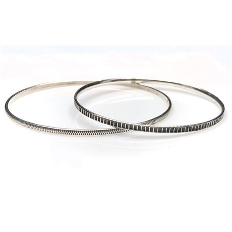 (2) Thin Vintage Sterling Silver Bangle Bracelets