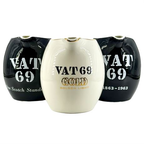 Lot of Three Vintage VAT 69 Scotch Bar Pitchers