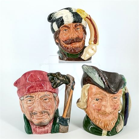 Set of 3 Royal Doulton Character Jugs – The Trapper, Lumberjack and Robin Hood