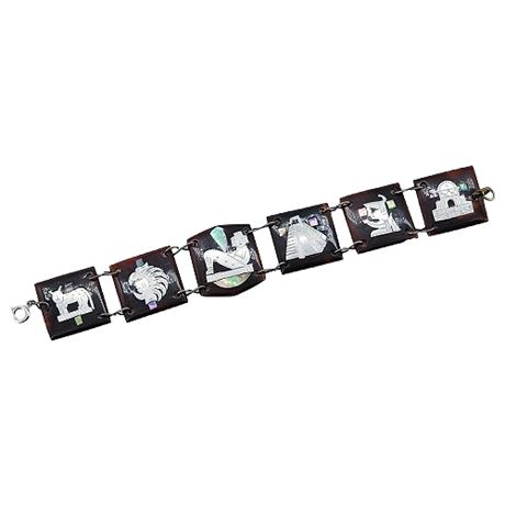 Vintage Mesoamerican Faux Tortoiseshell Inlaid Bracelet