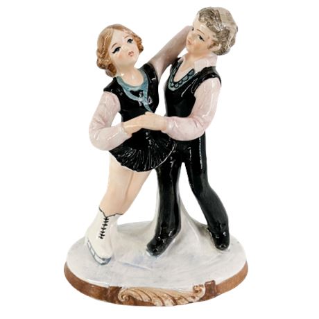 Schmid Porcelain Boy & Girl Figure Skaters Figurine