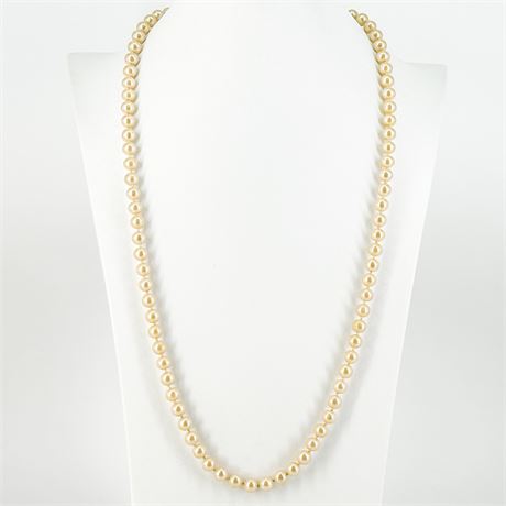 Vintage Faux Pearl Long Necklace