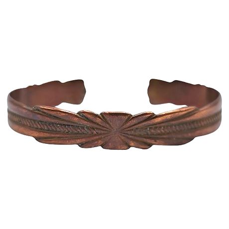 Signed Bell Copper Thin Cuff Bracelet