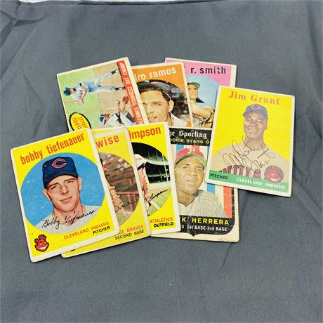 Autographed Mudcat Grant Card + 1959 Topps Baseball Lot