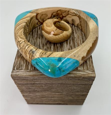 Superb Picture Jasper & Turquoise Triangle Bangle & Ring