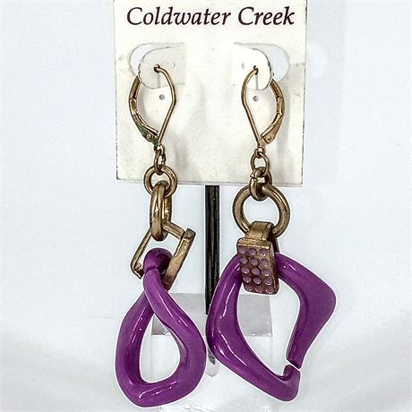 Coldwater Creek Purple Twist Link Earrings NWT
