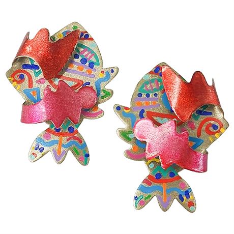 Vintage 80s JENKINS & Keith Abstract Art Earrings