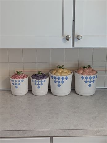 Lot 4 Ceramic Cannisters w/ Fruit Tops