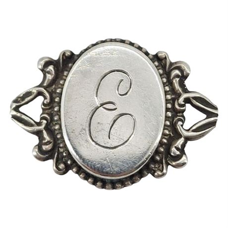 Vtg Engraved "E" Sterling Silver Centerpiece