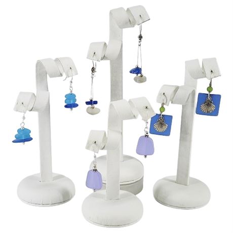 Four Pairs Artisan Made Sea Glass Earrings