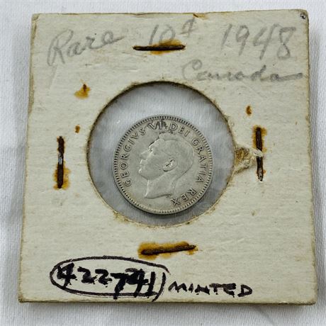 Key Date 1948 Canada Silver Dime