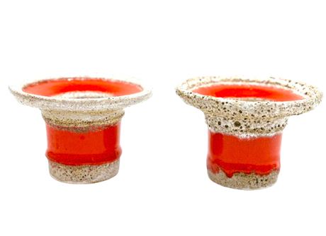 MCM German Fat Lava Keramik Candleholders (2)