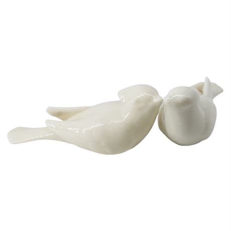 Pair Vintage LENOX Cream Porcelain Bird Figurine, Green Marks (One Early)