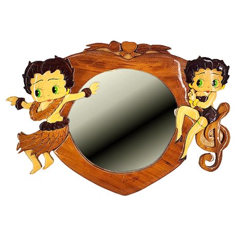 Vintage Handmade Wooden Betty Boop Wall  Mirror