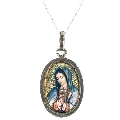 925 Silver Necklace with Silver Madonna Pendant