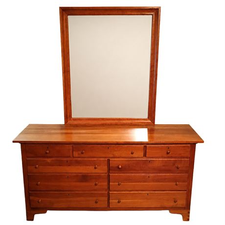 Hitchcock Solid Maple Dresser with Detachable Vanity Mirror and 10 Drawers