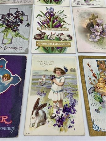 9 pc 1908-1911 Antique Easter Postcard Ephemera Correspondence Lot