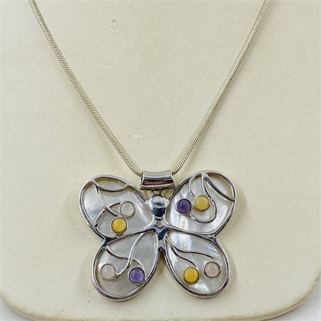 28g Vtg Sterling Butterfly Necklace