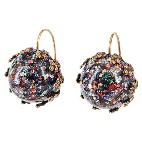 Vintage Glitter Confetti Lucite Earrings