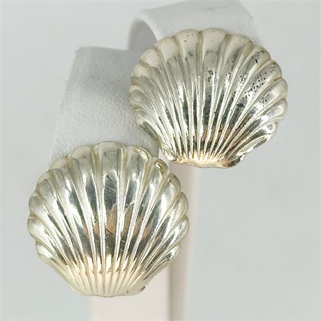 Vintage Sterling Silver Seashell Earrings