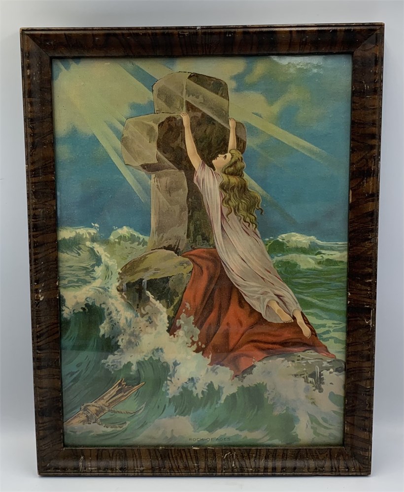 Great Lakes VNTG - Vintage Rock of Ages Litho in Painted Faux Woodgrain ...