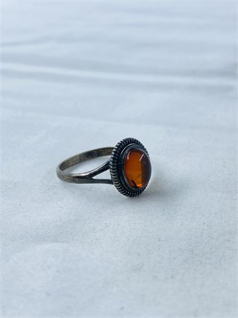 Vtg Southwest Sterling Amber Ring Size 9