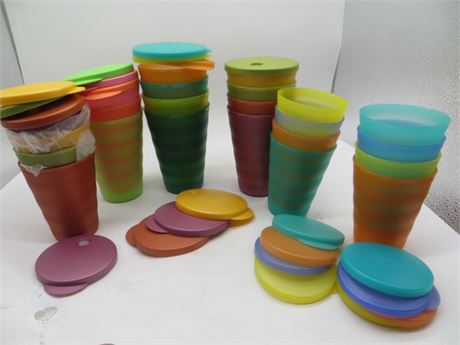 NEW VINTAGE TUPPERWARE TUMBLERS AUTUMN & FRUIT COLORS
